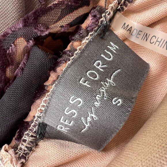 Dress Forum Women's Size Small Black Pink Floral Lace Up Back Midi Dress - Picture 7 of 7